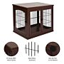 Pawhut 66cm Modern Indoor Pet Cage W/ Metal Wire 3 Doors Latches Base Small Animal House Tabletop Crate Decorative Stylish Brown