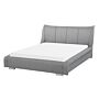 Bed Frame Grey Fabric Eu Double Size 4ft6 Upholstered Slatted