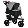 Pawhut Dog Pushchair Folding Pet Stroller 3 Wheel Dog Jogger Travel Carrier Adjustable Canopy Storage Brake Mesh Window Grey