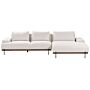 Left Hand Corner Fabric Sofa Beige Fabric Metal Legs 3 Seater