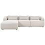 Right Hand 3 Seater Corner Sofa Beige Fabric Upholstered Track Armrests Additional Cushions