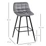 Homcom Set Of 2 Bar Stools With Backs Velvet-touch Dining Chairs Kitchen Counter Chairs Fabric Upholstered Seat With Metal Legs, Backrest, Grey