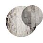 Round Rug Brown And Beige Cowhide Leather Ø 140 Cm Patchwork Rectangles