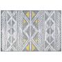 Rug Grey With Yellow Polyester 140 X 200 Cm Low Pile Geometric Pattern