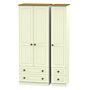 Warwick Tall Triple 2 Drawer + Drawer Wardrobe In Cream Ash & Modern Oak