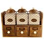 Wooden Cabinet With 3 Jars & Drawers