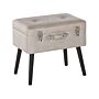 Stool With Storage Beige Faux Leather Upholstered Black Legs Suitcase Design Buttoned Top