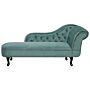 Chaise Lounge Mint Green Right Hand Velvet Buttoned