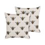 Set Of 2 Garden Cushions Beige Polyester Bee Pattern 45 X 45 Cm Square Modern Outdoor Patio Water Resistant