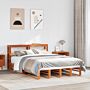 Vidaxl Bed Frame With Headboard Wax Brown 150x200 Cm King Size Solid Wood Pine