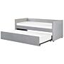 Trundle Bed Light Grey Velvet Eu Single Wooden Slats Daybed Glamour Decorative Studs