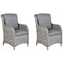 Set Of 2 Garden Chairs Grey Faux Rattan 73l X 60w X 96h Cm Outdoor Cushions