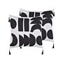 Set Of 2 Cushions White And Black Polyester Cover 45 X 45 Cm Decorative Pillows Geometric Pattern