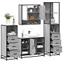 Vidaxl 4 Piece Bathroom Furniture Set Grey Sonoma Engineered Wood