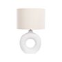 Table Lamp White Ceramic Base Fabric Shade Ambient Lighting Bedside Table Lamp