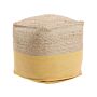 Pouf Ottoman Yellow Jute Eps Beads Filling Square 44 X 44 Cm