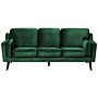 Sofa Green 3 Seater Velvet Wooden Legs Classic