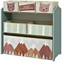 Zonekiz Kids Storage Units With 6 Fabric Bins, Childrens Toy Storage Organiser, 63 X 30 X 66cm, Green