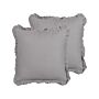 Set Of 2 Decorative Cushions Grey Linen 45 X 45 Cm Solid Colour Fringe Home Decoration