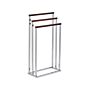 Towel Stand Glossy Silver And Dark Wood Steel 3 Rails Bathroom Accessories Standing Towel Storage Rack