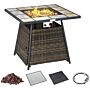 Outsunny Wicker Gas Fire Pit W/lid 80lx80wx69h Cm-brown /black