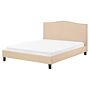 Bed Frame Beige Polyester Upholstered 5ft3 Eu King Size Traditional Design