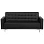 Sofa Bed Black Faux Leather Tufted Modular 3 Seater Silver Legs Track Arm