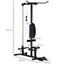 Sportnow Pull Up Station With Adjustable Seat, Power Tower For Chin Up And Lat Pulldown Exercises, Multi-function Fitness Equipment With Flip-up Footplate, For Home Gym, Black