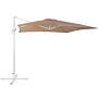 Garden Sun Parasol Sand Beige Canopy White Steel Pole 235 Cm Weather Resistant Cantilever With Crank Mechanism