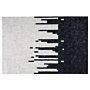 Area Rug Black And White Cowhide Leather 160 X 230 Cm Rectangular Geometric Abstract Pattern Handcrafted