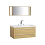 Bathroom Vanity Unit Beige And Silver 2 Drawers Mirror