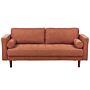 Sofa Golden Brown Fabric Upholstered 3 Seater Cushioned Thickly Padded Backrest Classic