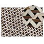 Area Rug Carpet Brown And Grey Leather Geometric Pattern 140 X 200 Cm