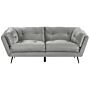 Sofa Grey Velvet Metal Legs 210 X 90 Cm With Cushions