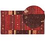 Area Rug Red Wool 80 X 150 Cm Thick Dense Pile Traditional Rustic Pattern