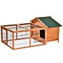 Pawhut Wooden Rabbit Hutch Outdoor, Guinea Pig Hutch, Detachable Rabbit Cage W/openable Run & Roof Lockable Door Slide-out Tray Golden Red