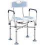 Homcom Shower Chair With Upgraded U-shaped Seat And Reinforced Crossbars, Height Adjustable Padded Bath Chair With Non-slip Feet, Tool-free Assembly, Light Blue