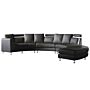 Curved Sofa Black Faux Leather Modular 7-seater Adjustable Headrests