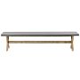 Outdoor Garden Bench Fibre Cement Top Grey Wooden Base 3 People Capacity Modern Patio Furniture