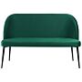 Kitchen Sofa Green Velvet Fabric Upholstery 2-seater Metal Frame Black Legs Bench