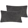 Set Of 2 Decorative Cushions Grey Cotton Mandala Pattern 30 X 50 Cm Oriental Vintage