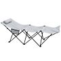 Outsunny Foldable Sun Lounger, Outdoor Tanning Sun Lounger Chair With Side Pocket, Headrest, Oxford Seat, Light Grey