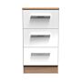 Contrast Wireless Charging 3 Drawer Bedside Cabinet In White & Bardolino Oak