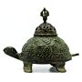 Brass Verdigris Tibetan Turtle Incense Holder - Lrg