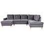 Corner Sofa Bed Grey Velvet Upholstery Storage Ottoman U-shaped 4 Seater