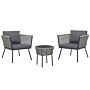 Bistro Set Grey Pe Rattan Detachable Pillows Coffee Table Outdoor Garden