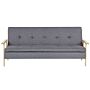 Sofa Bed Grey Fabric Upholstered 3 Seater Click Clack Bed Wooden Frame And Armrests