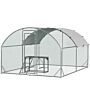 Pawhut Walk In Chicken Run With Chicken Activity Shelf And Cover, 2.8 X 3.8 X 2m