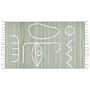 Area Handwoven Rug Light Green Polyester 80 X 150 Cm Rectangle Abstract Pattern With Tassels Rectangular