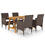 Vidaxl 5 Piece Garden Dining Set With Cushions Brown